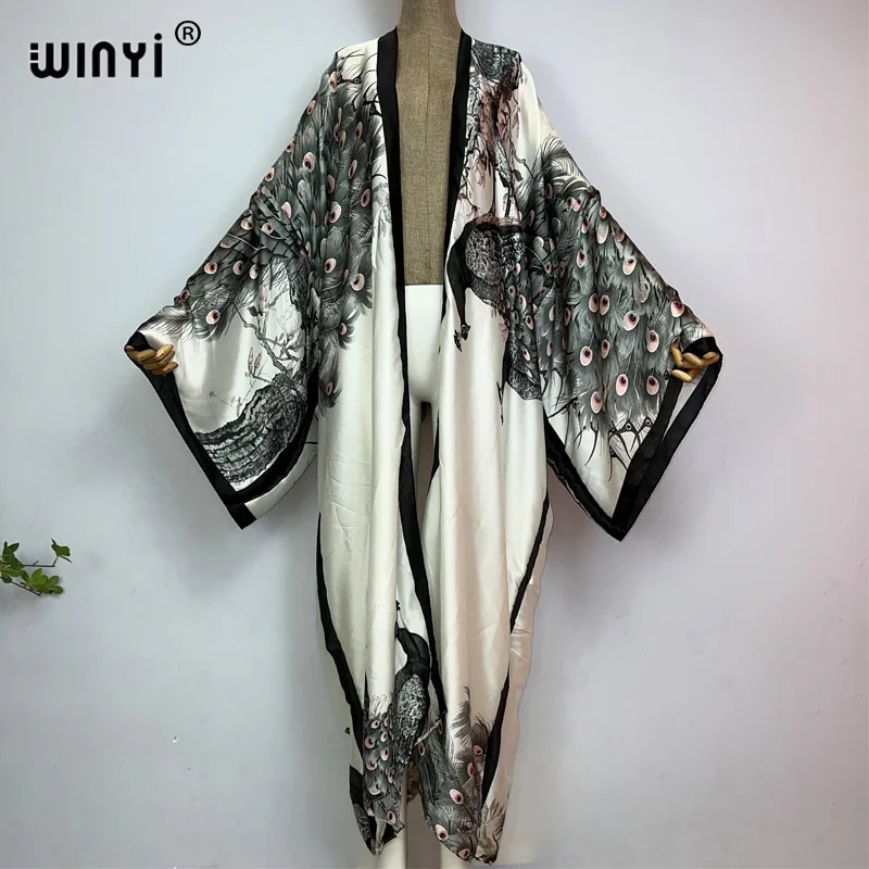 Kaftan Women Boho - WINYI yaz klasik tavuskuşu baskı kimono