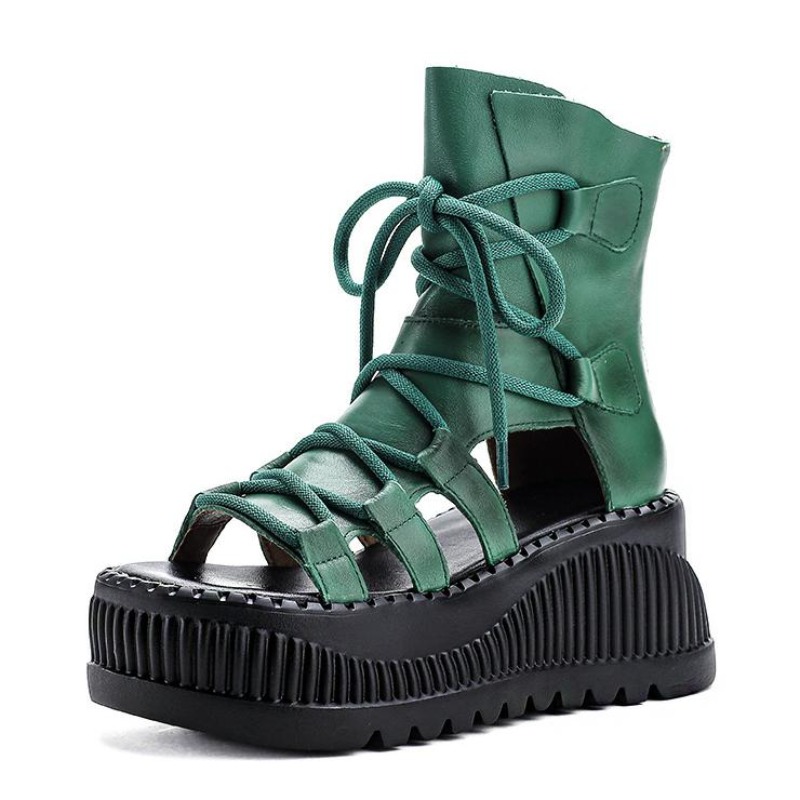 Ethnic Fashion In - 8CM etnik inek hakiki deri ayak