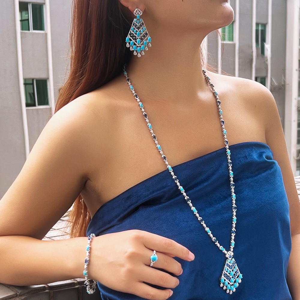 Ethnic Fashion In Dubai - CWWZircons 4 adet Zarif Mavi Turkuaz