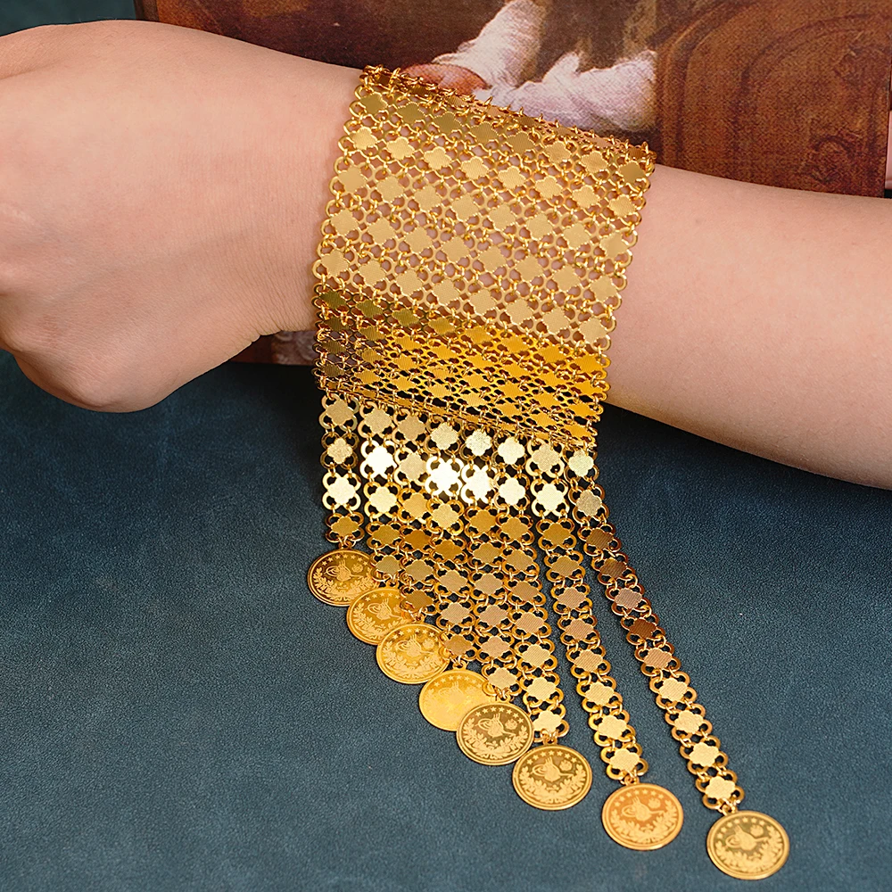 Ethnic Luxe Fashion - Yeni sikke Tassles altın kaplama takı