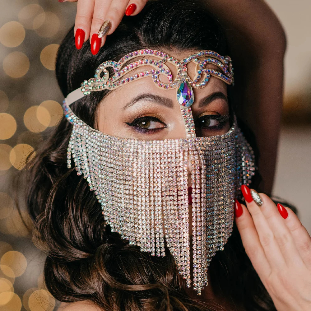 Ethnic Fashion Jewellery - Egzotik Boho Püskül Yüz Zinciri Peçe