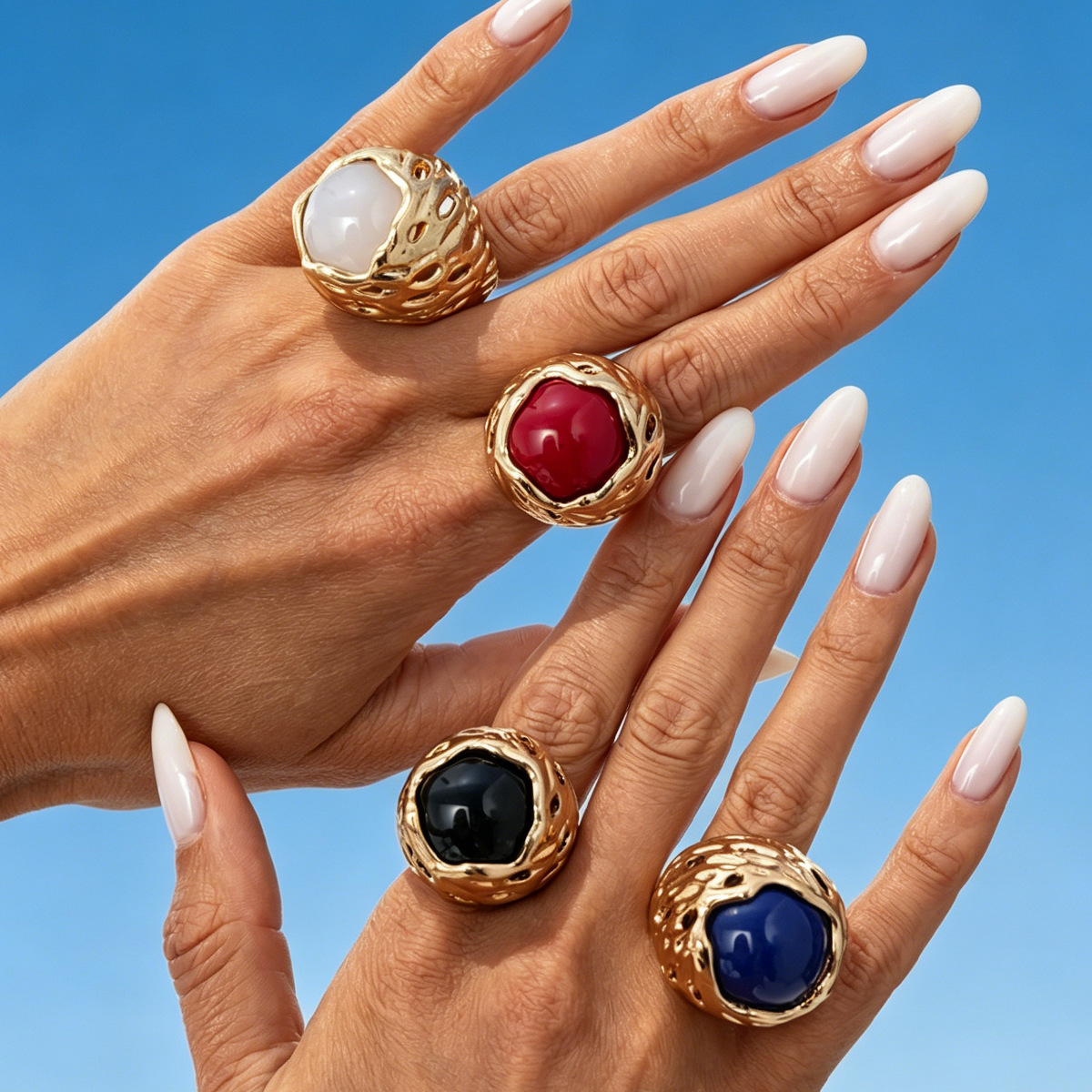 Ethnic Fashion In - Abartılı Düzensiz Dokulu Çok Renkli Metal