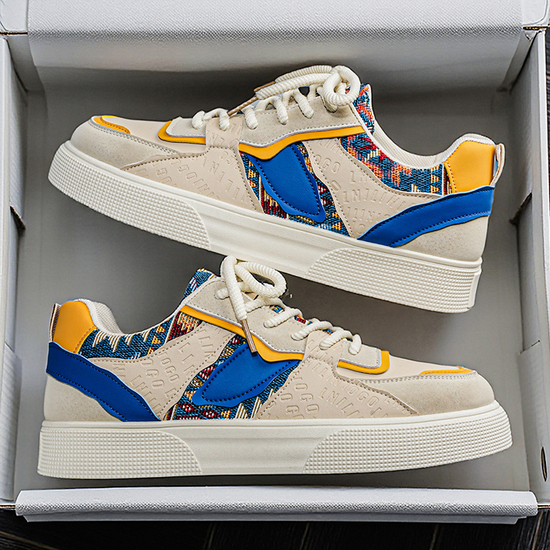 Ethnic Fashion Wear - Erkek Vintage Patchwork Platform Spor Ayakkabıları
