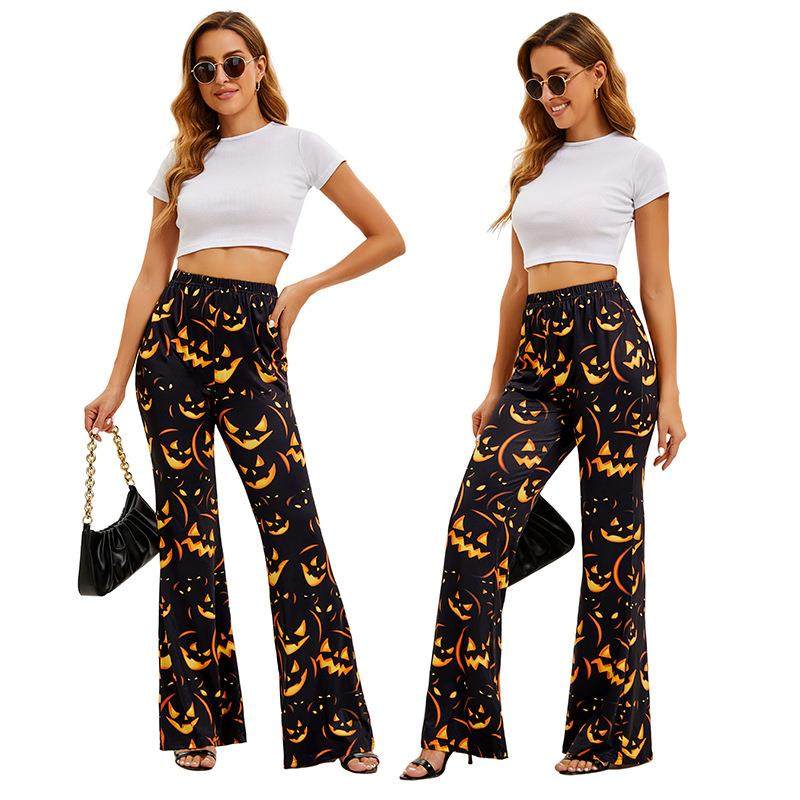Ethnic Wear Fashion Brand - Cadılar Bayramı Yarasa Balkabağı Baskılı Kadın