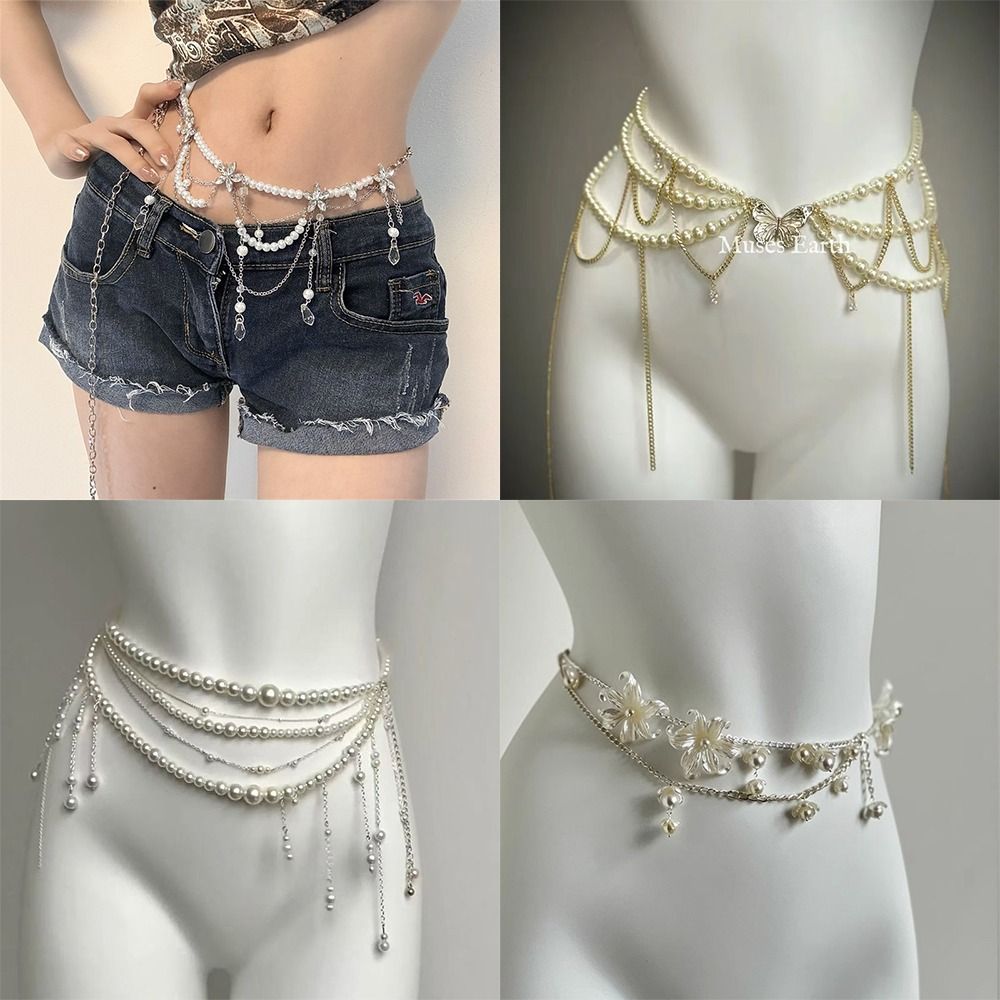 Ethnic Fashion Jewellery - Moda Zarif İnci Bel Zincirleri Bel
